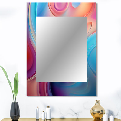 Transitionnel rose et bleu formes III - miroir de formes transitionnelles, miroir mural décoratif moderne, impression d'art en métal