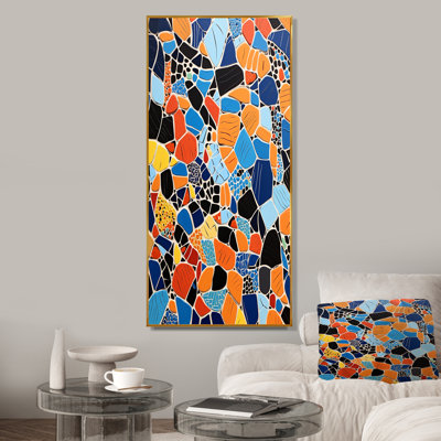 Orange Blue Color Tiles - Abstract Tile Wall Art