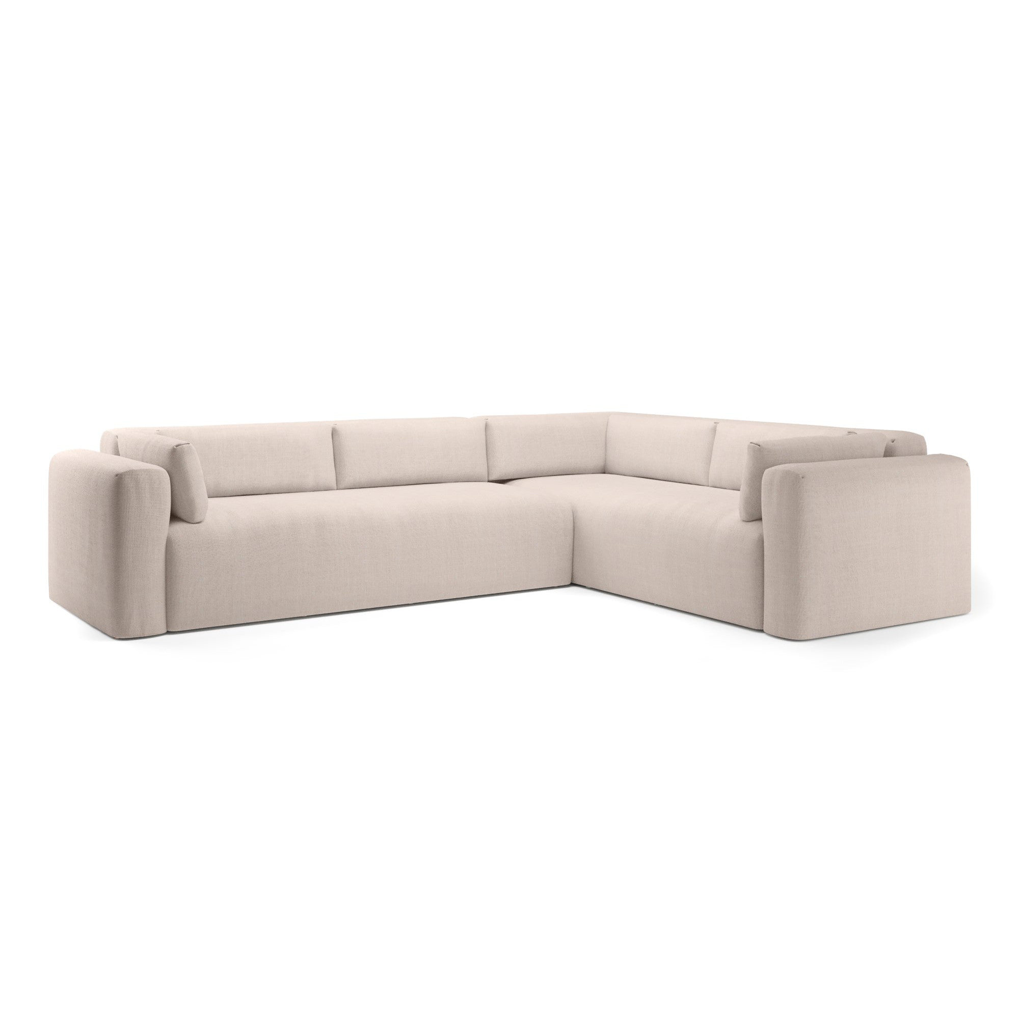 Freddie 112" Upholstered Sectional, Nevis Ivory Polyester Blend