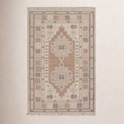 Damaris Orange Brown Hand-Woven Oriental Wool Rug