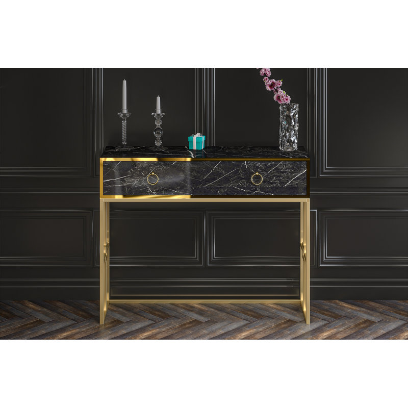 Aimilia 120cm Console Table, Black/White