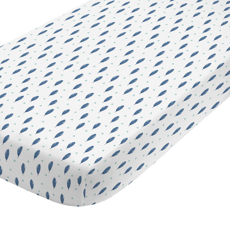 Drap-housse de lit ajusté triangles mélange aztèque mix match, Bleu marine