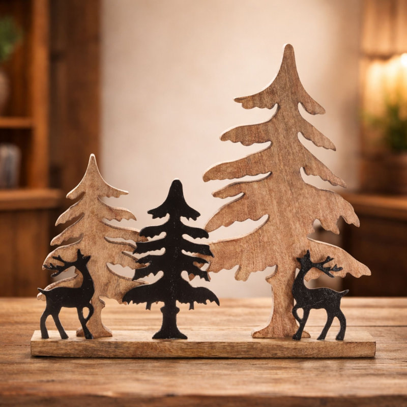 Silhouette de cerf et de pin Woodland