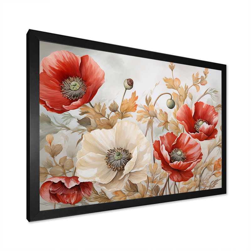 Charme des coquelicots dans Winter Delight II, H 30 po x l 40 po x P 1,5 po, Cadre simple noir