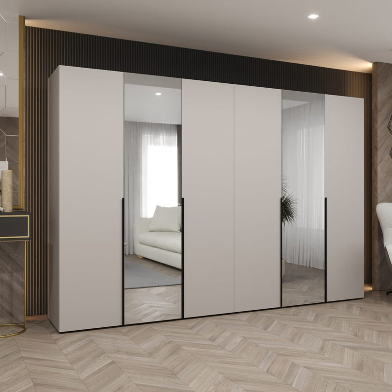 Blina 6 Door Manufactured Wood Wardrobe, Cashmere