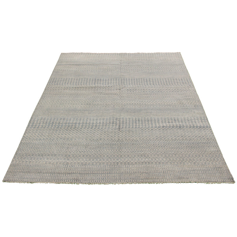Tapis zone en laine bleu/gris clair 8 pi 9 po x 11 pi 10 po one-of-kind main-noué la new age
