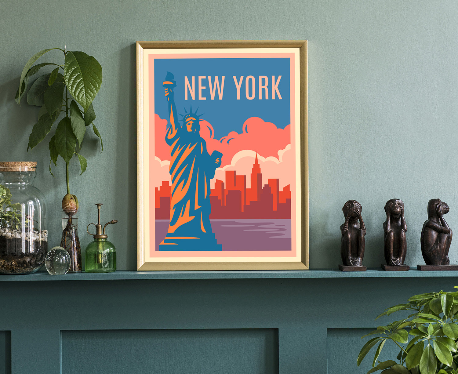 Wall Mural Vintage New York Poster 