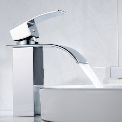 Modern Bathroom Faucet Finish - Deck-Mounted, Ceramic Filler Geometric Shape, 1 Hole,