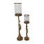 Grand porte-bougie pilier sculptural moderne pour décoration de table - Porte-bougie élégant pour une décoration intérieure - Ensemble de 2, 30 po, 21 po, doré