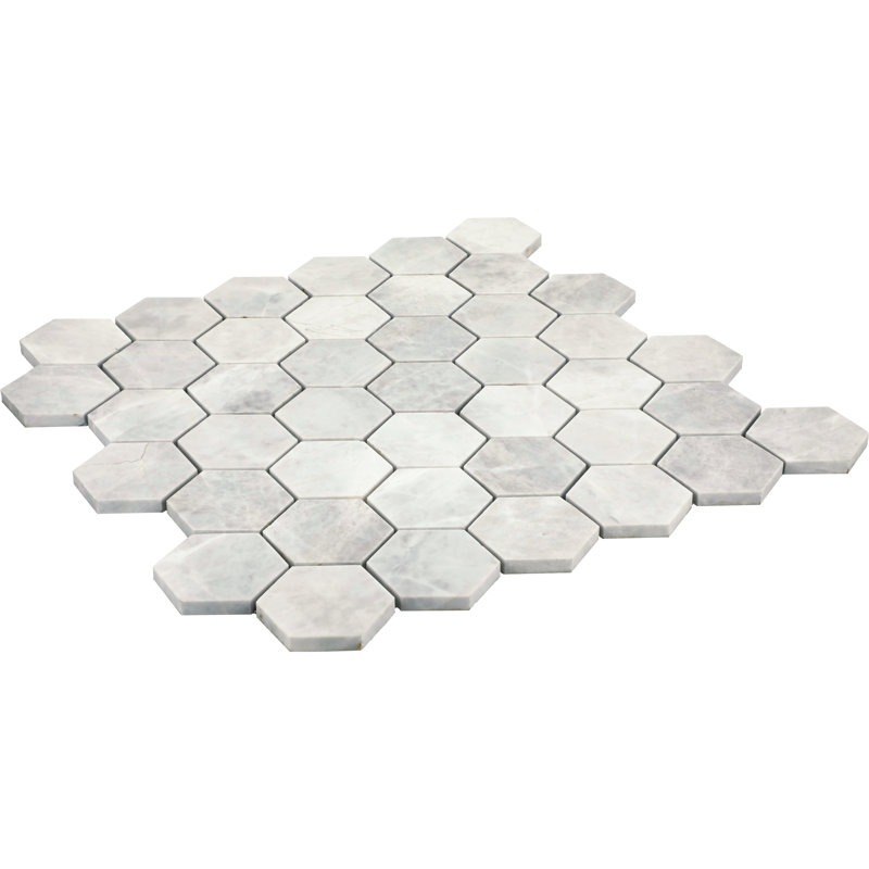 Daltile Eclessia Marble Natural Stone 2-in Hexagon Mosaic Honed (10 PCS Per Carton) (9.70 SQFT Per Carton), Cristallo