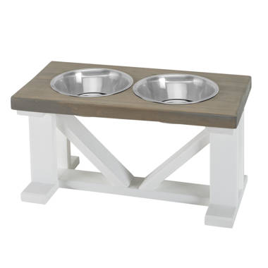 MAINEVENT Modern Farmhouse Dog Bowl Stand, Dog Bowls Elevated Dog Food Stand, Raised Dog Bowls for Medium Dogs, Dog Food Bowls Elevated Dog Bowl Stand