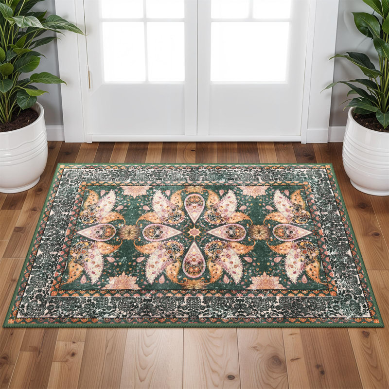 Tapis de salon à motif floral oriental Fillender, Rectangulaire 2 pi x 3 pi