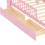 Lit simple en rose avec garde-corps et rangement pour tête de lit-606356998