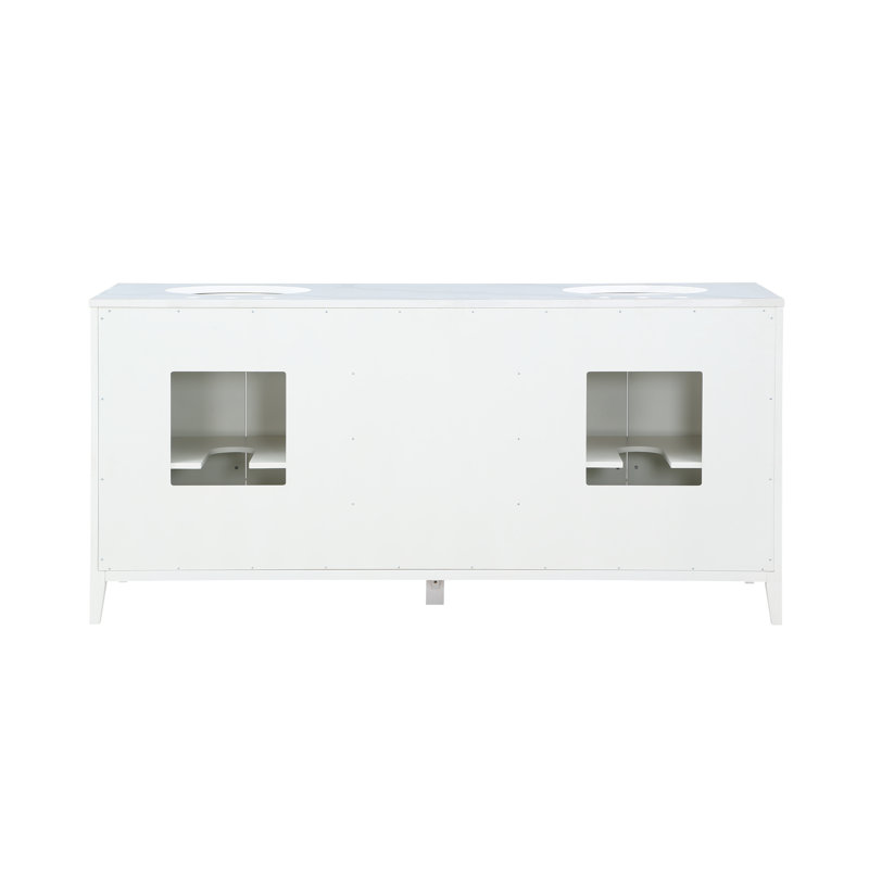 Adrienne 72" Double Bathroom Vanity with Quartz Top, White