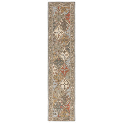 Tapis bleu clair / brun clair en laine touffeté à la main Albert