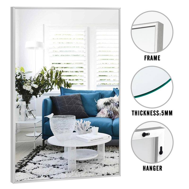 Miroir de salle de bain mural Talma, Gris clair, H 38 po x l 26 po