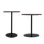 Ensemble de 2 petites tables d'appoint rondes à cercles concentriques en bois pour deux tables de chevet en métal à piédestal pour petits espaces (brun noyer et noir)