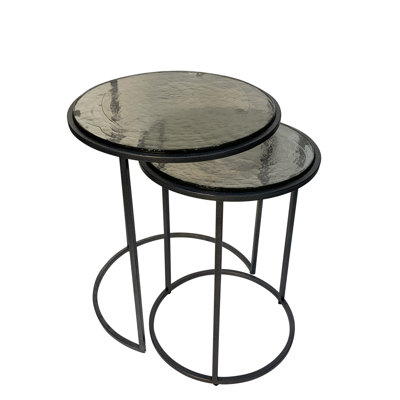 Ensemble de 3 tables gigognes rondes élégantes noires 22 po avec design peu encombrant