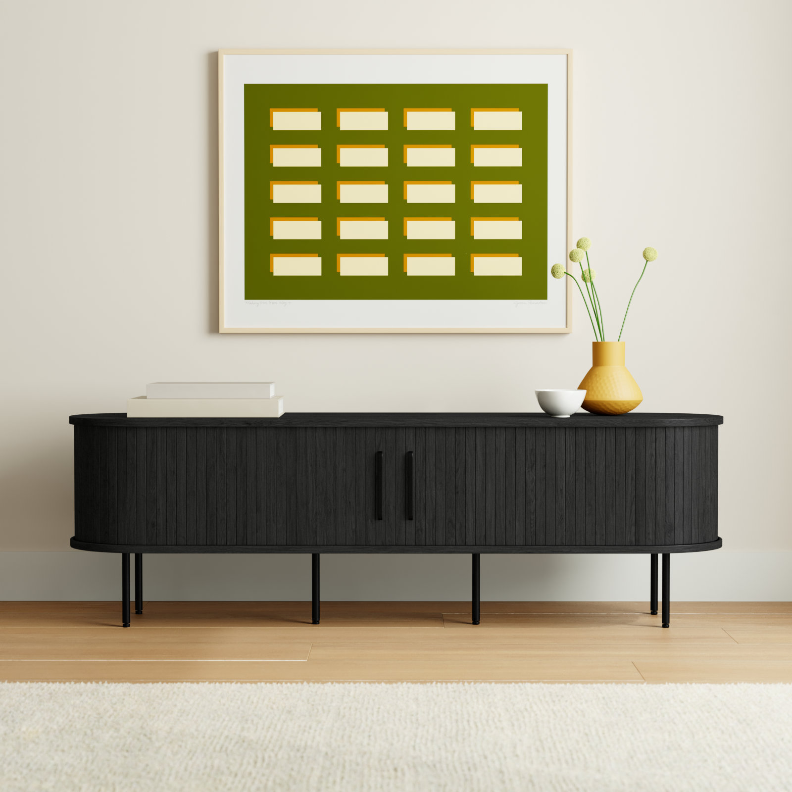 Iris 71'' Media Console, Black Oak