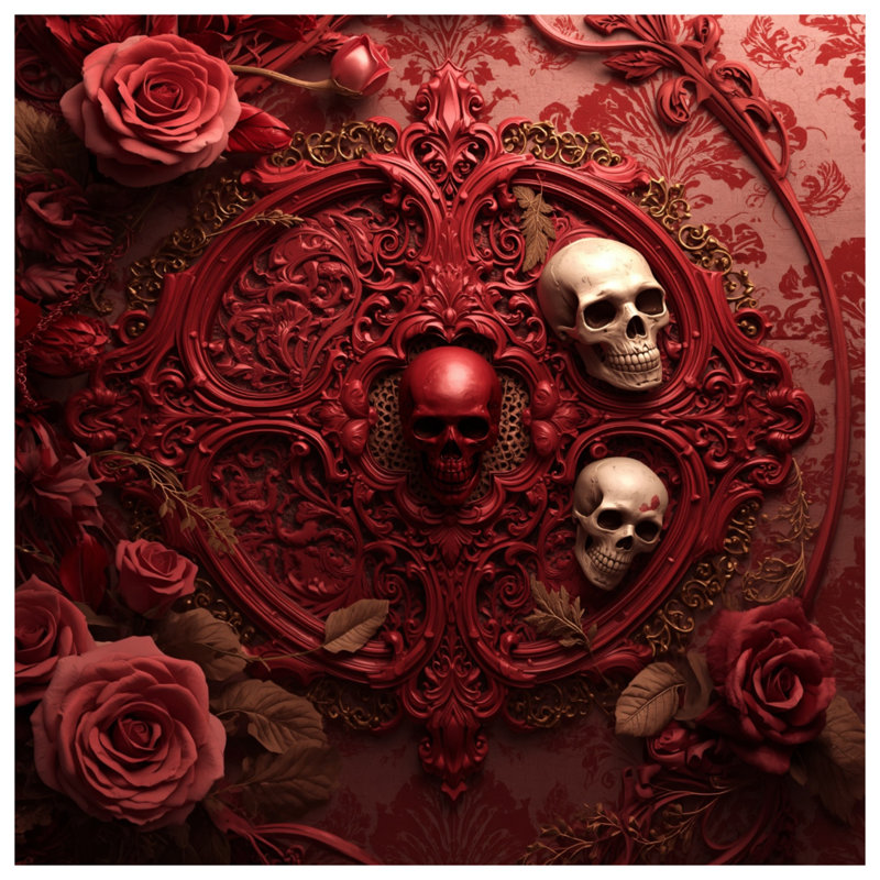 Housses de couette Red Skull Roses, Grand lit
