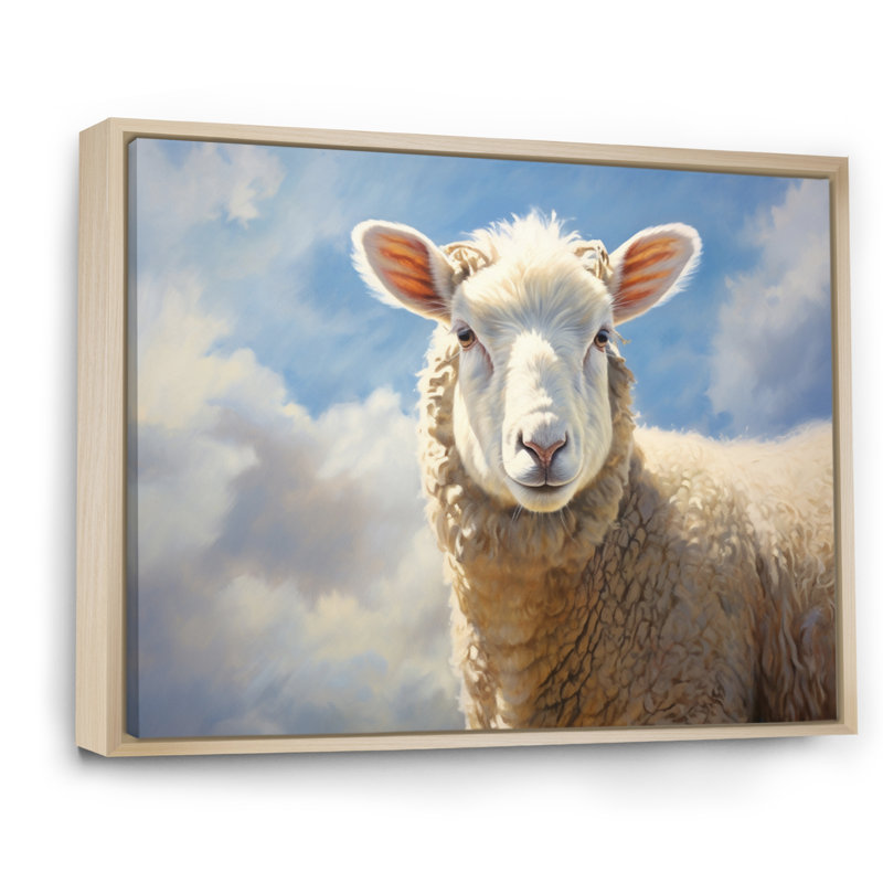 Portrait de mouton I - impression, H 30 po x l 40 po x P 1,5 po, Cadre naturel flottant