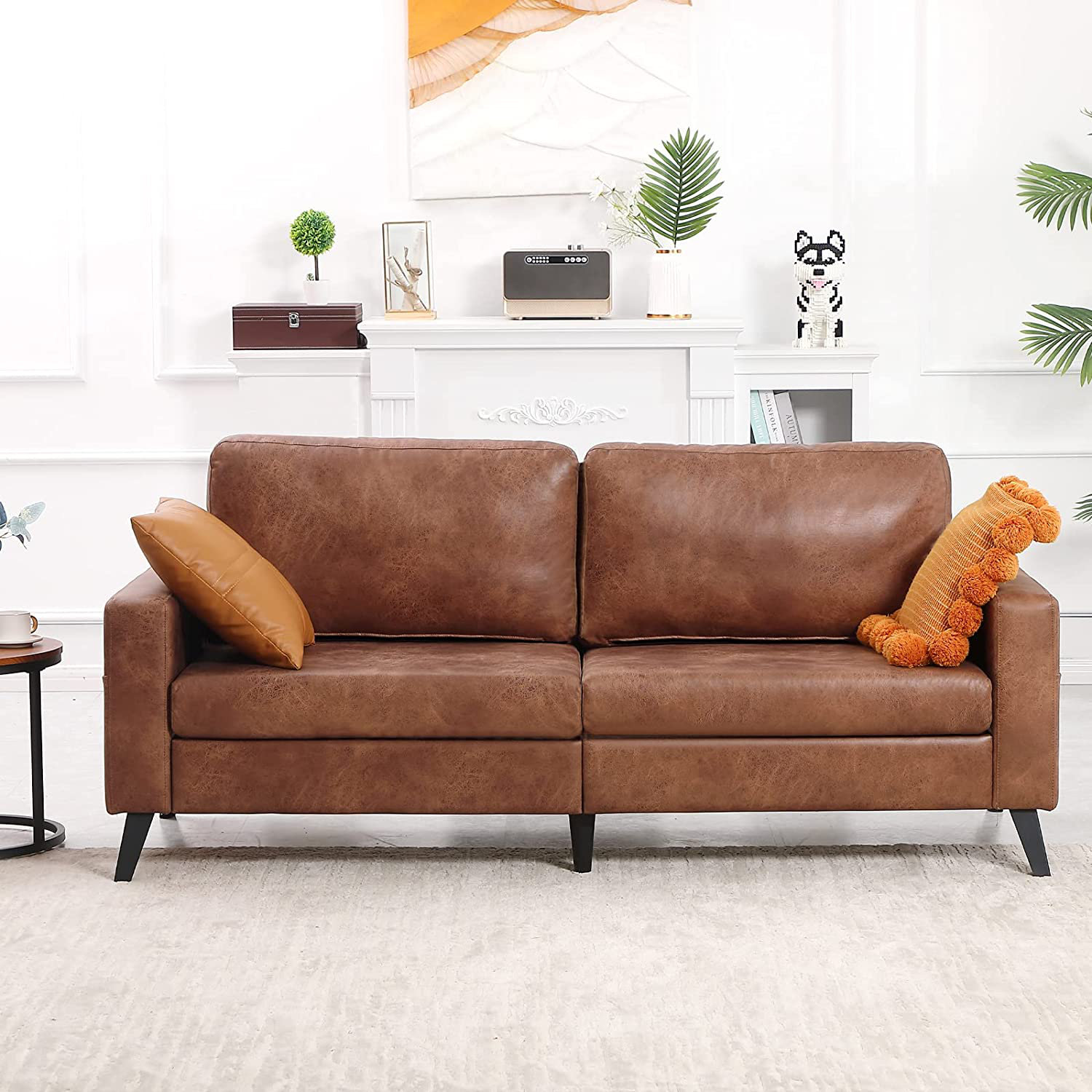 Louvre 81 Faux Leather Flared Arm Removable Cushion Sofa Latitude Run Leather Type: Flagstone Faux Leather