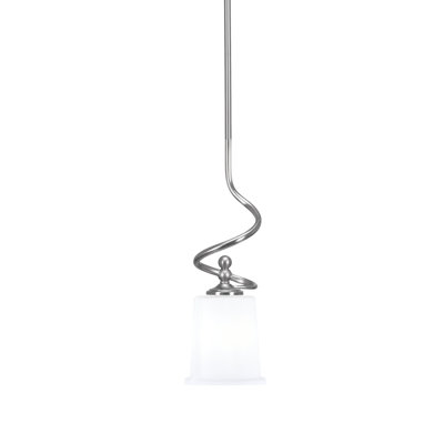 Suspension Sadea Stem Mini présentée en finition nickel brossé avec verre opale blanc de 13,3 cm (5,25 po).