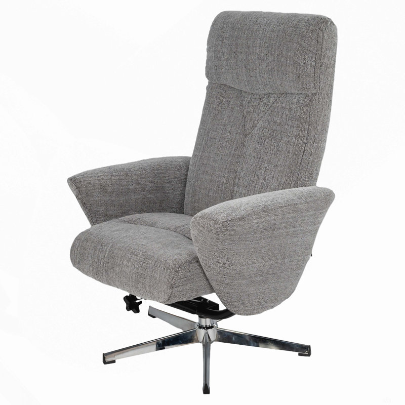 Swivel chenille Recliner with Ottoman Chair Modern Armchair Ergonomic Push Manual Reclining Footrest Upholstered Bedroom Living Room Reading Home Relax Office, Light Grey