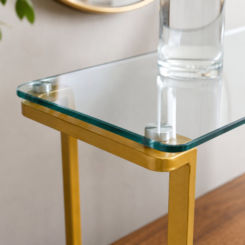 Console Mid-Century à 2 niveaux en verre