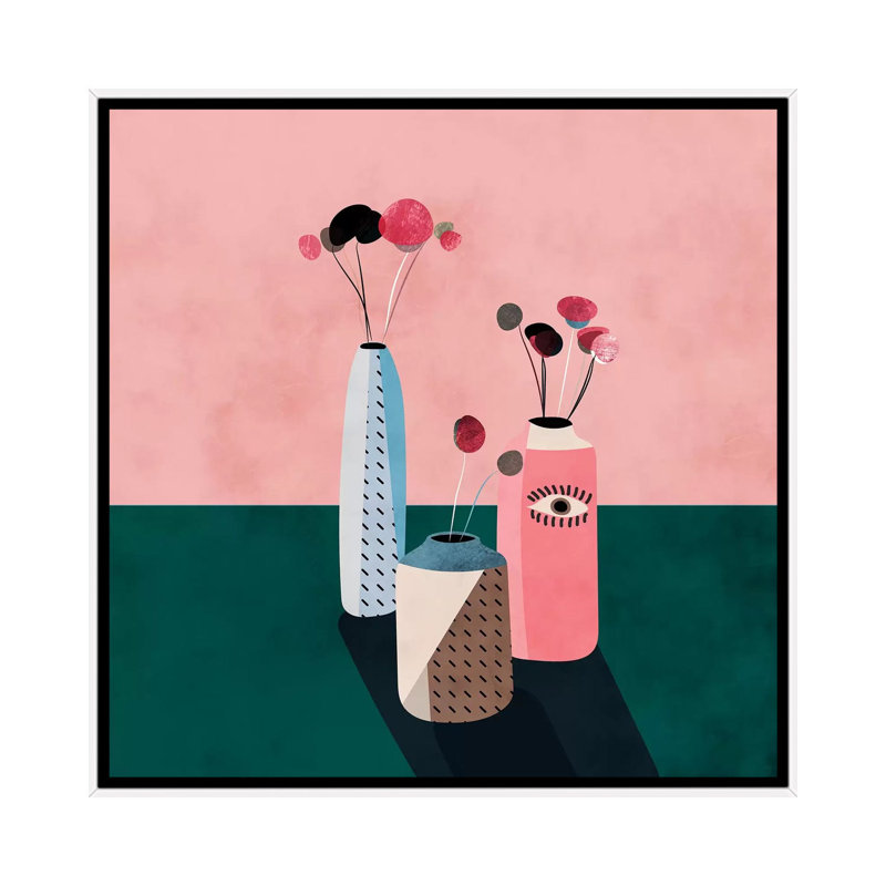 «Floral Minimal III» par Ana Rut Bré - impression d'art graphique, Toile blanche encadrée, Aucun mat