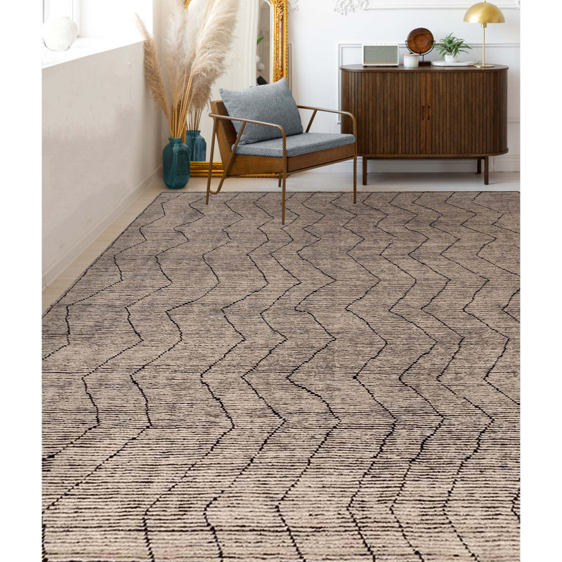 Wool Chevron Area Rug, Rectangle 8' x 10'