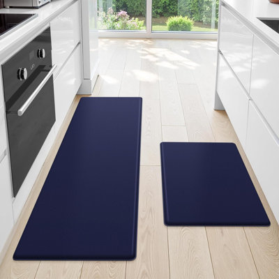 Kitchen Mat, 2 PCS Kitchen Rugs, Cushioned Kitchen Mats for Floor, Anti Fatigue Kitchen Rug Set, Non-Skid Standing Mat for Kitchen, Office, Sink, 17.3"×30"+17.3"×47", Blue