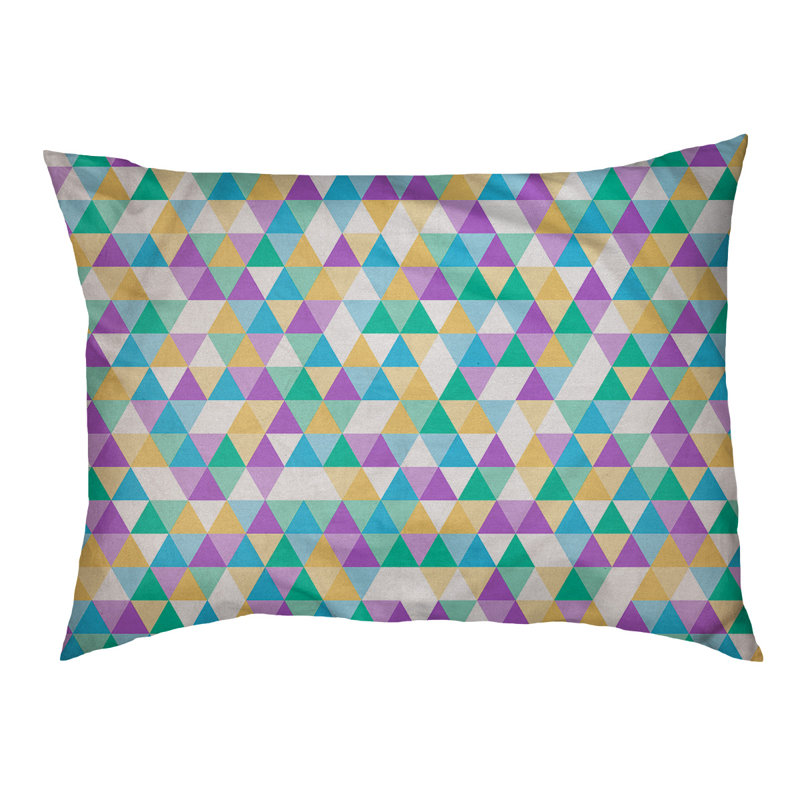 Coussin d’extérieur triangle Campion, Moyen (L 29,5 po x P19,5 po x H 9,5 po), Bleu / Mauve