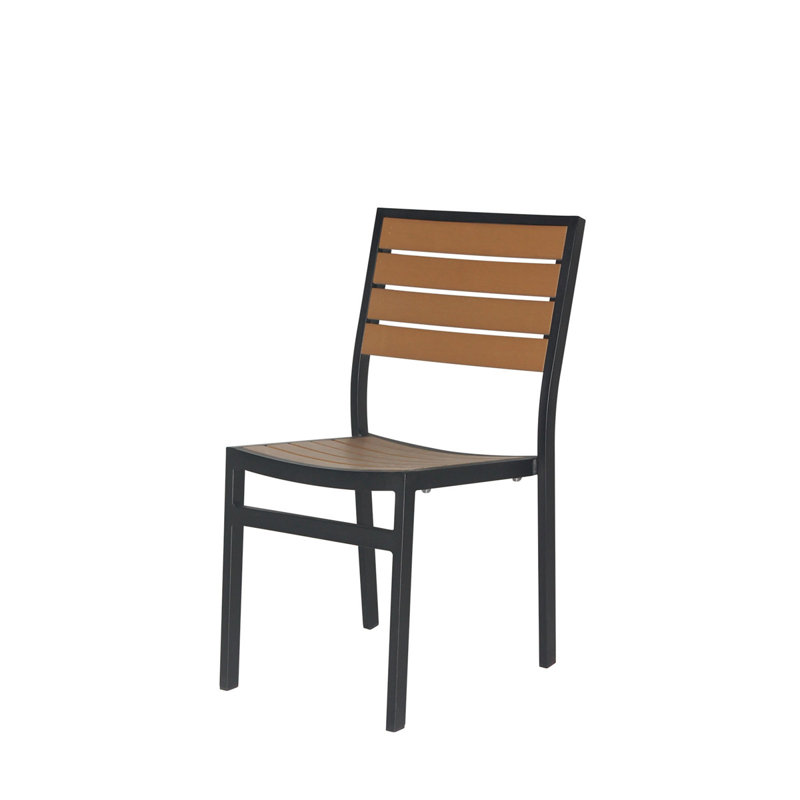 Chaise de patio empilable Napa, Noir / Teck
