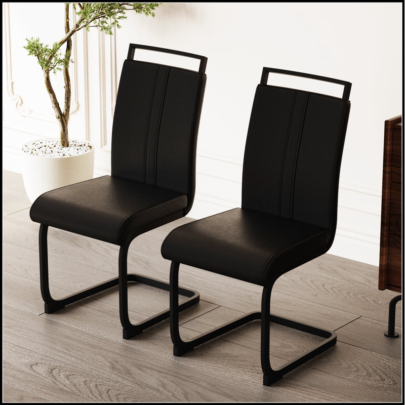 Chaises de salle à manger modernes avec similicuir en polyuréthane, dossier haut et revêtement élégant pour une assise confortable