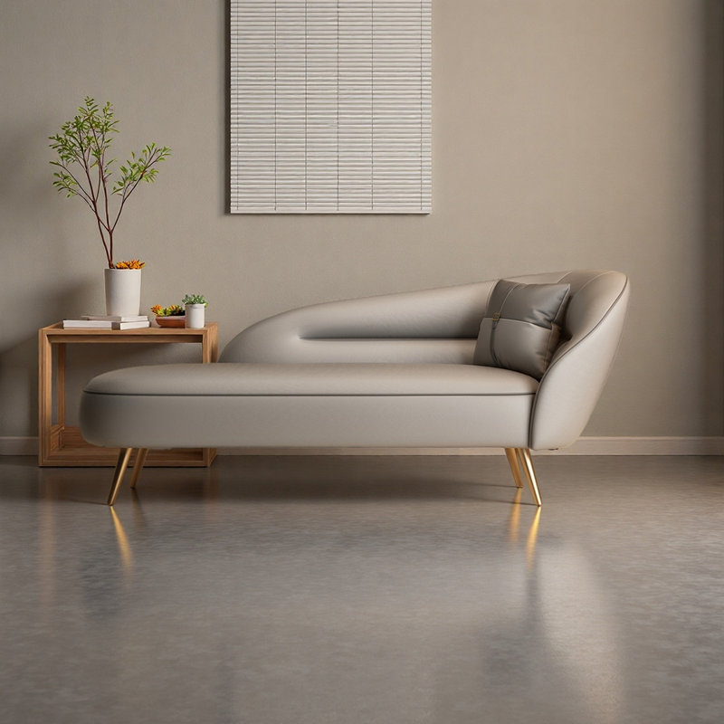 Chaise longue en similicuir Modern Simplicity, Right Hand Facing, Grey