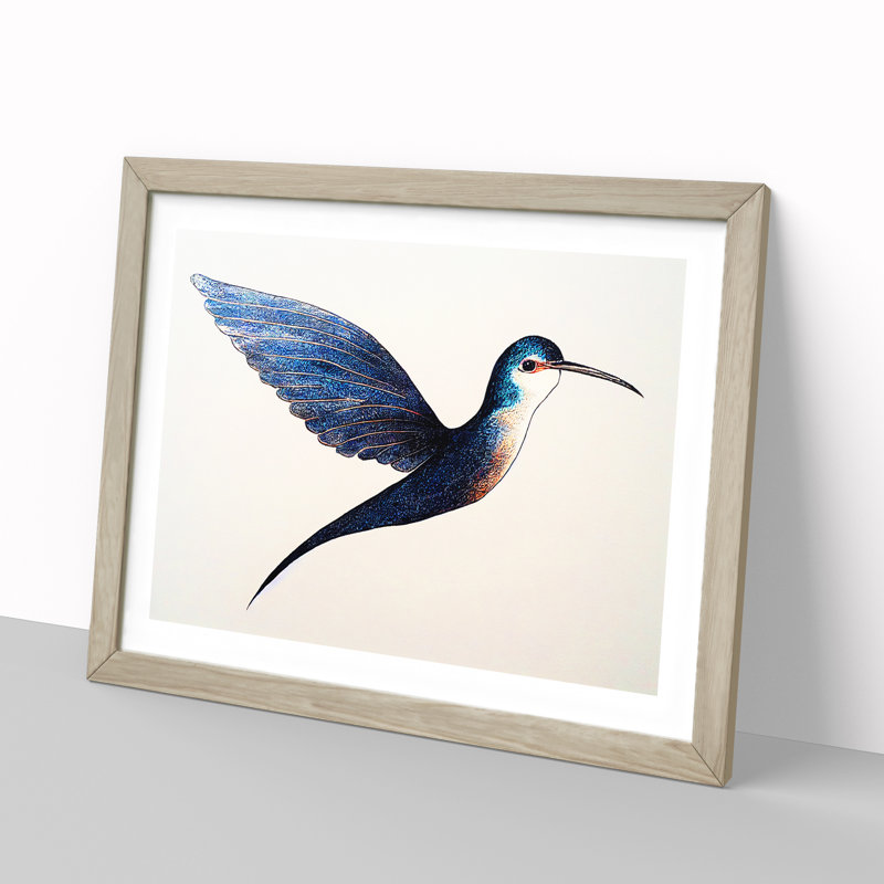 Swallow Bird - Single Picture Frame Print, 46cm H x 64cm W x 2cm D, Oak Framed