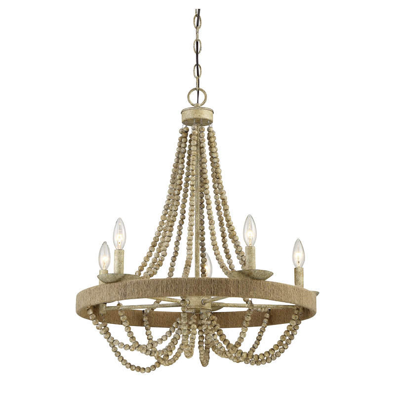 Aanya 5-Light Beaded Wagon Wheel Chandelier