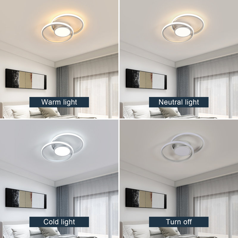 2-Light 40cm Oval LED Ceiling Light, Silver