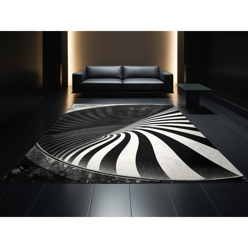 Tapis arc-en-ciel moderne et audacieux gris lavable à la machine Cain Vert Ramp Skateboarding, 5 x 7