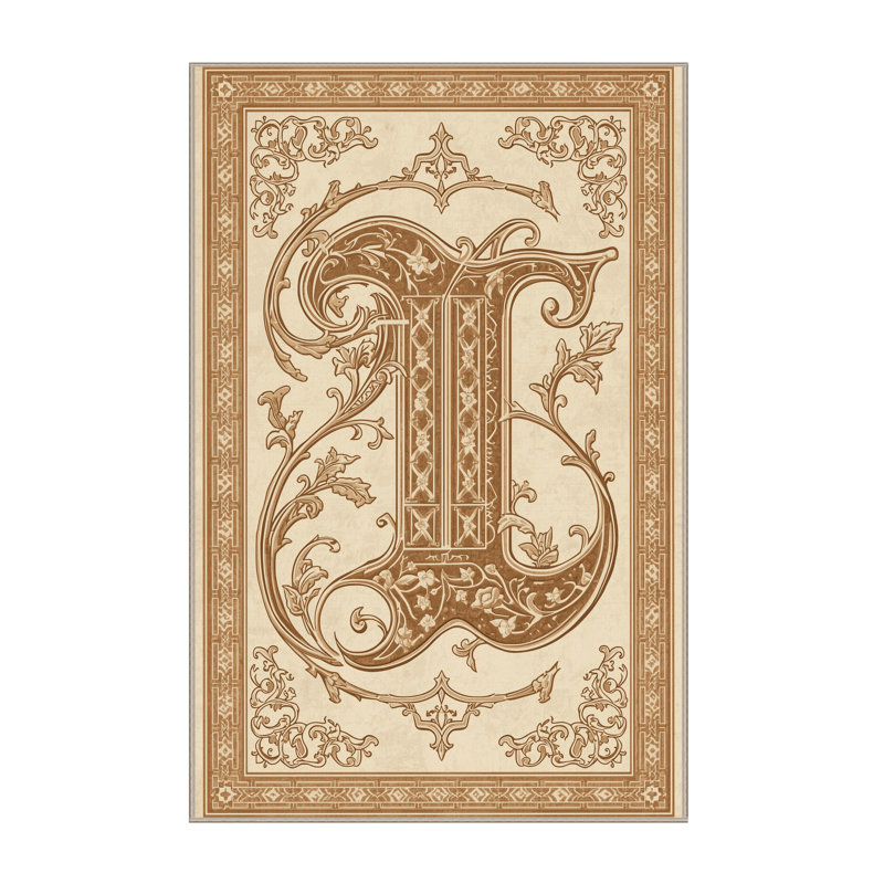 Soft Plush Bleeker Manuscript Illumination Traditional Oriental Area Rug in Beige – Beige Binding, 5x8