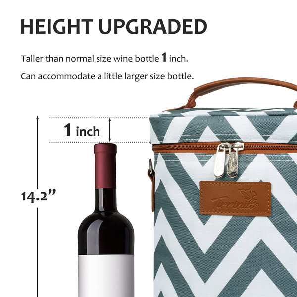  Tirrinia 2 Bottle Wine Gift Tote Carrier - Leakproof &  Insulated Padded Versatile Wine Cooler Bag for Travel, BYOB Restaurant, Wine  Tasting, Party, Dinner, Great Valentine's Day Gift for Wine Lover, 