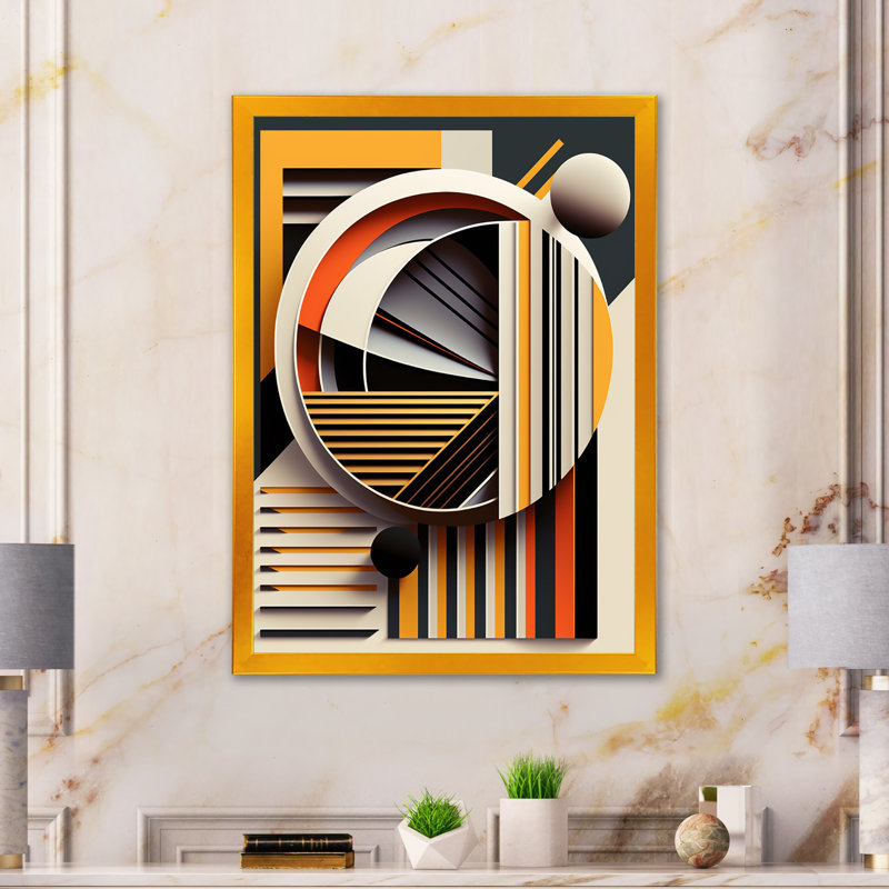 Chrie - Modern Geometric Canvas Wall Art, Gold, 34" W x 44" H