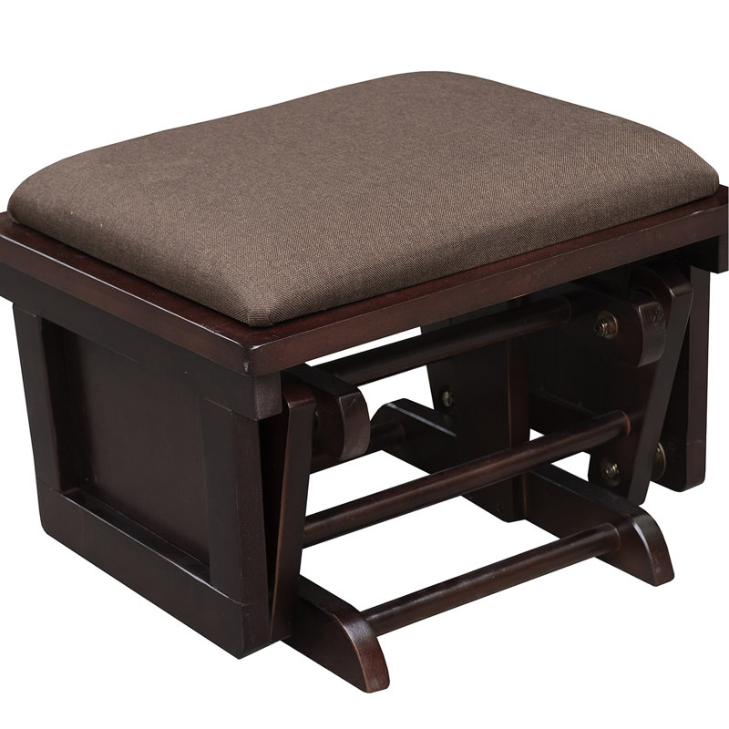 Chaise berçante, brun. Surmatelas rembourré, détendez-vous. Tissu respirant, bois, fauteuil de chambre de bébé facile d'entretien avec style moderne. Lin, rembourré d'éponge, base stable