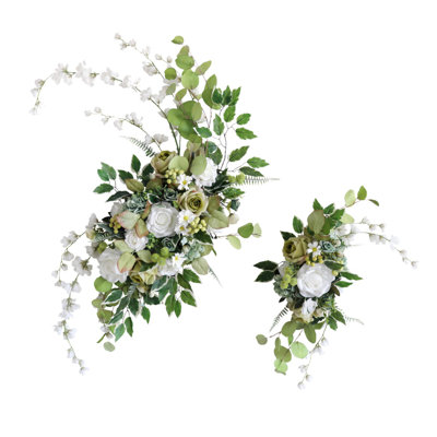 2 Pack Wedding Arch Flowers, Artificial Floral Swag Arch Flower Decorations For DIY Wedding Reception Ceremony Backdrop Arrangements Home Wedding Party Decoration