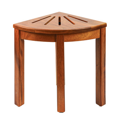 Banc de douche en bois massif à 1 niveau NABYTOK, chaise de salle de bain 12 po x 12 po x 15 po avec rangement pour la douche, tabouret de coin pour la douche intérieure, assemblage requis (brun clair, faux acajen)