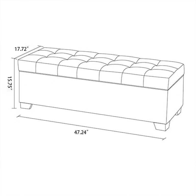 Long banc de rangement en tissu et tissu d'ameublement Coffee, Café