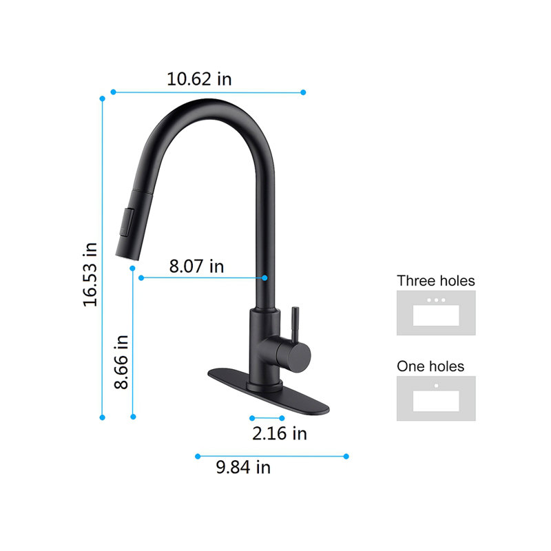 Robinet de cuisine tactile avec douchette extractible, Noir mat