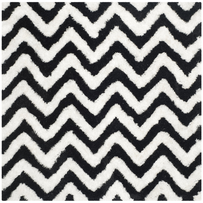 Barcelona Shag Hand Tufted Performance Chevron Rug, Square 5'