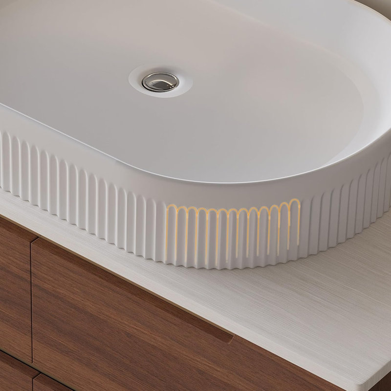 Meuble-lavabo 36 po avec lavabo intégré en céramique, armoire autoportante ou murale en bois massif imperméable avec 4 tiroirs à fermeture en douceur, pieds réglables en acier inoxydable